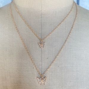 Butterfly charm layered necklace